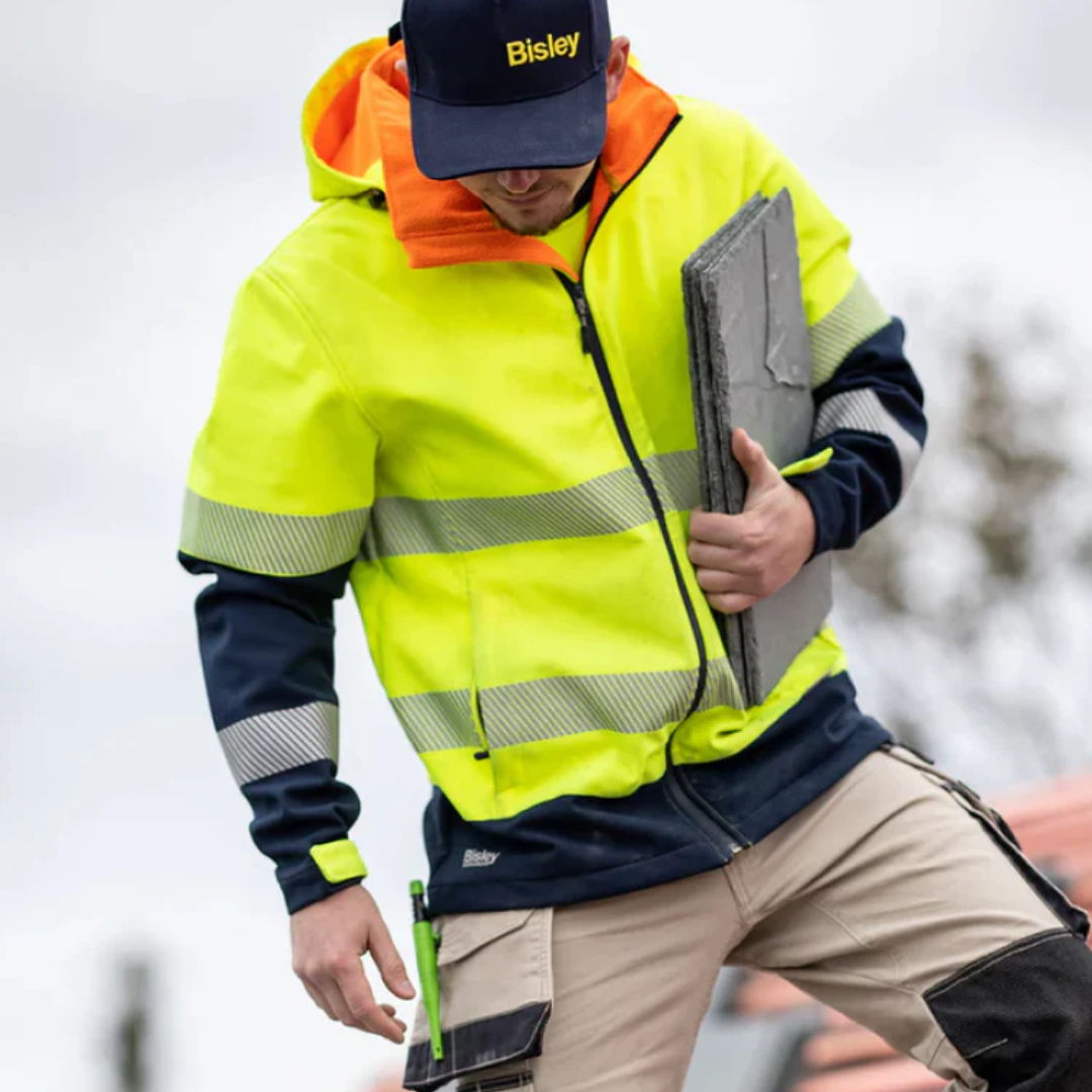 Bisley Taped HI VIS Ripstop Bonded Fleece Jacket Yellow Safety Bisley Taped HI VIS Ripstop Bonded Fleece Jacket Yellow Safety